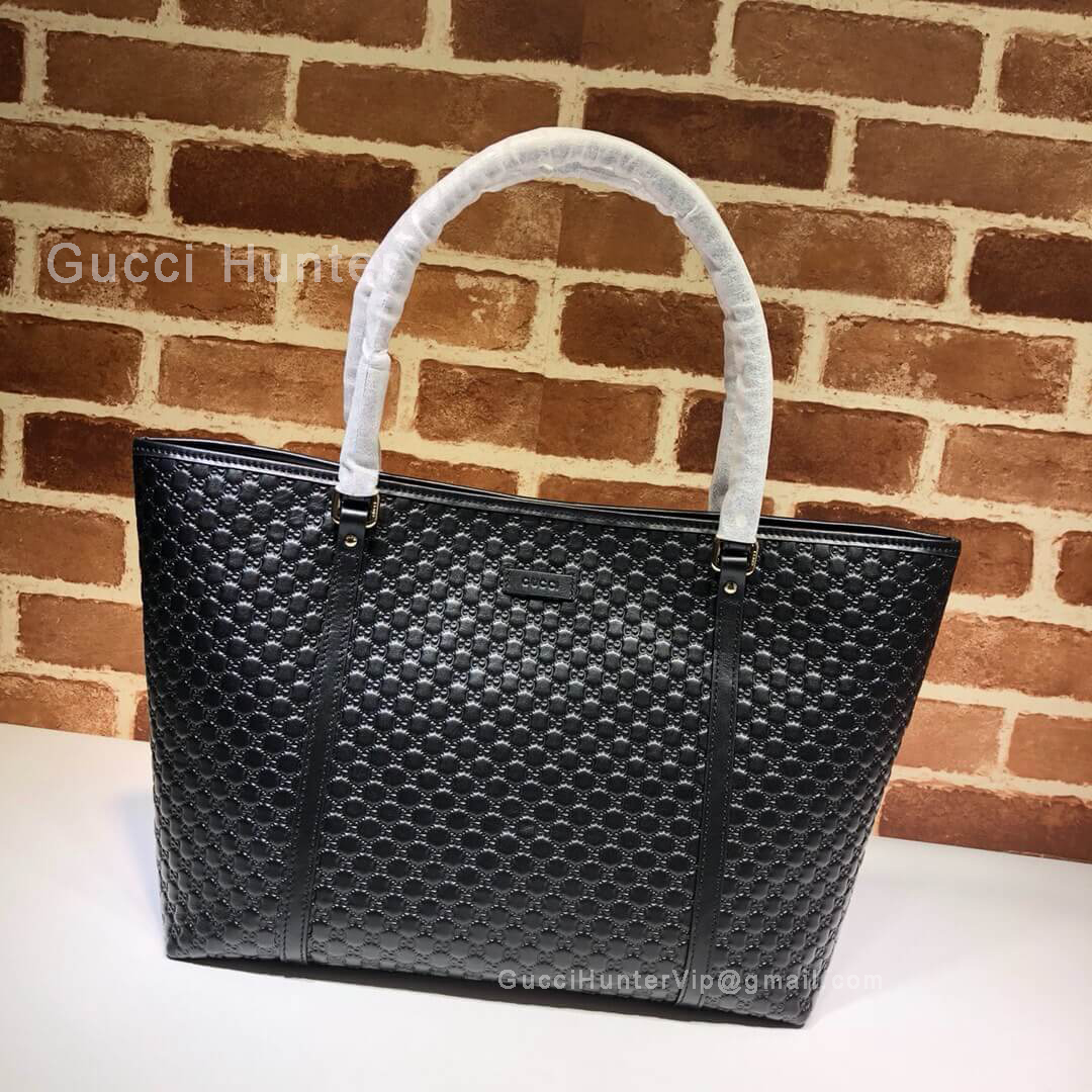 Gucci Micro GG Guccissima Leather Large Joy Tote Bag Black 449647